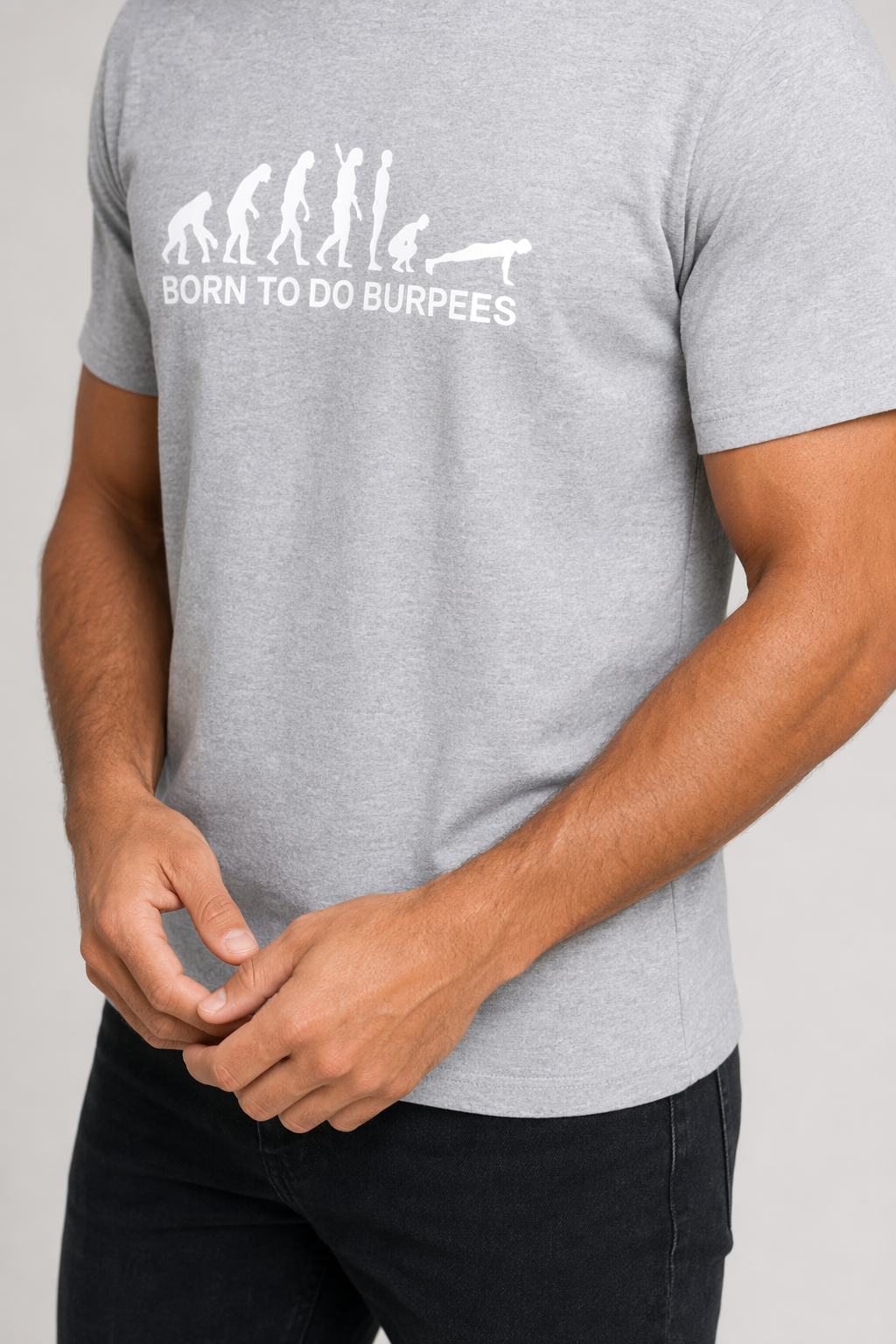 Men's Logo T-Shirt for Burpee Exercise Light Gray
