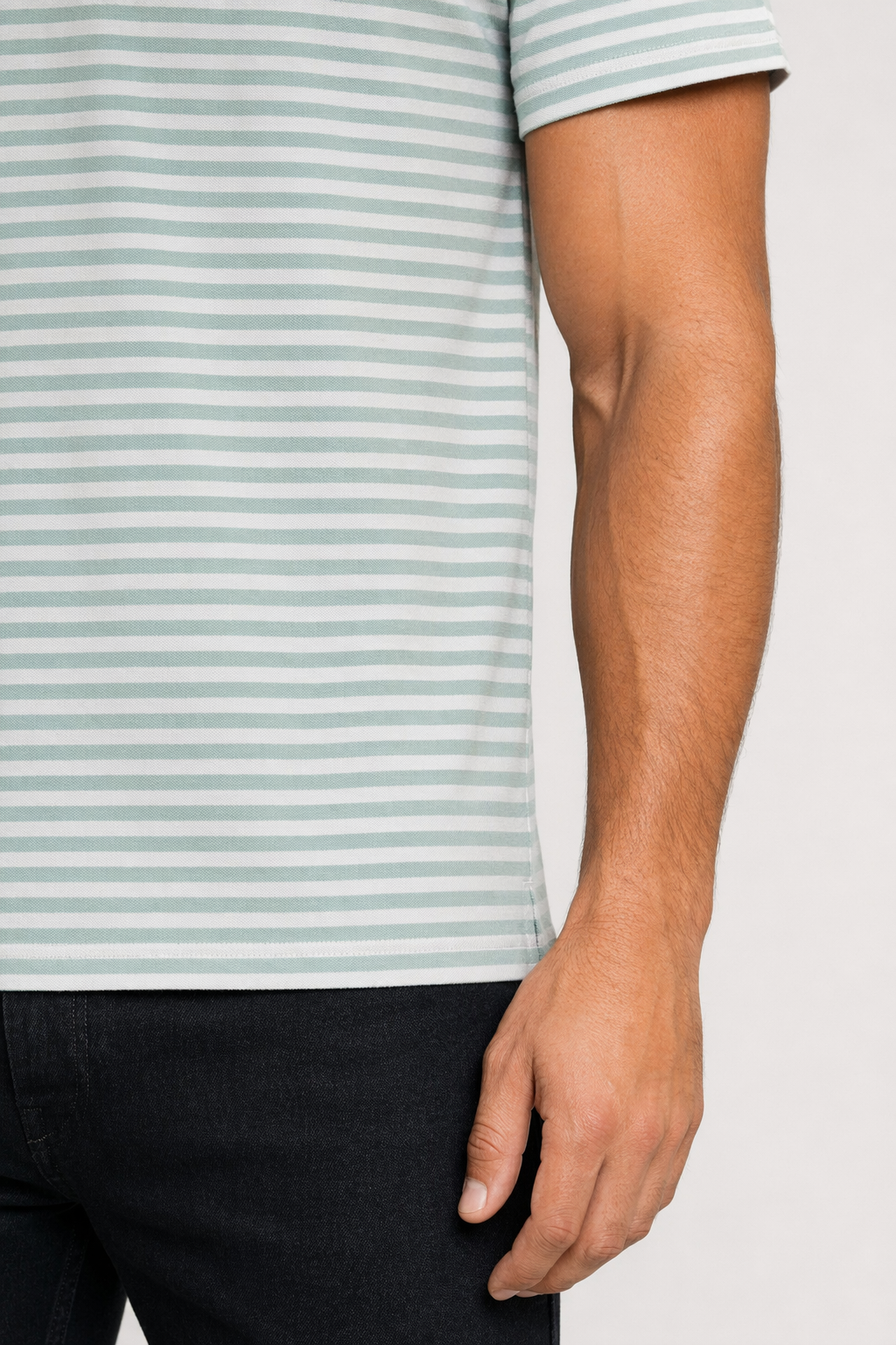 Striped Polo Shirt for Men with Short Sleeves Green