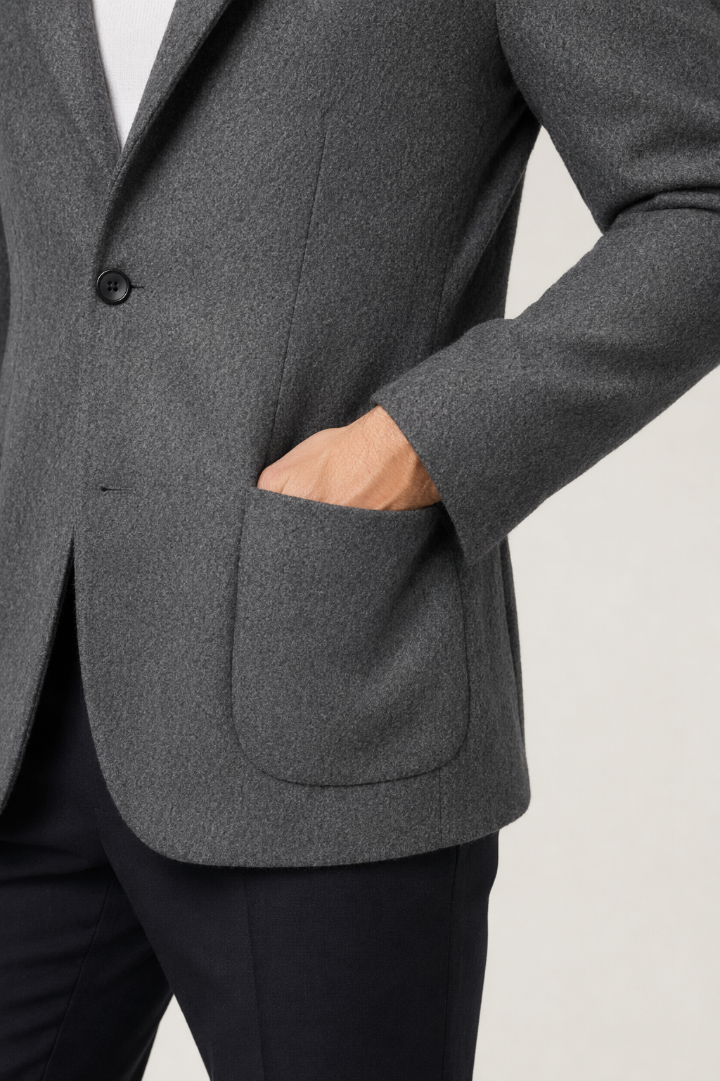 Sophisticated Single Button Wool Blend Sport Coat for Men Gray