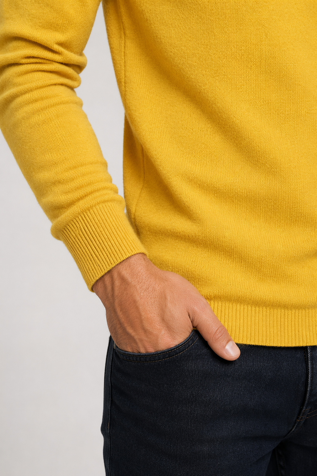 Slim-Fit Turtleneck Sweater for Men Yellow