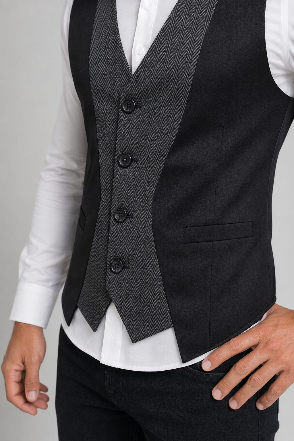 Dual Layer Men's Dress Vest Black