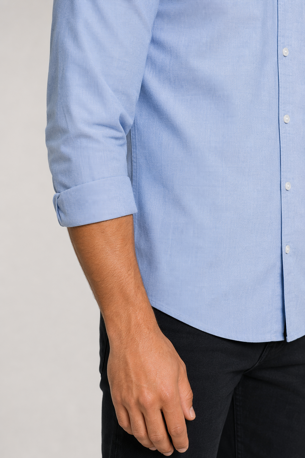 Classic Men's Shirt with Button Front Light Blue