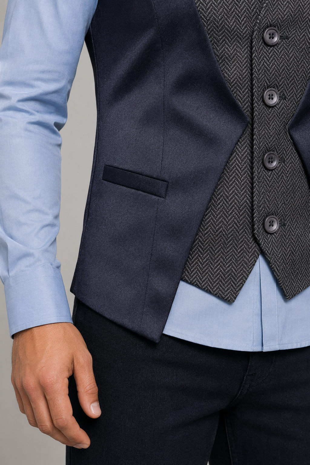 Dual Layer Men's Dress Vest Blue
