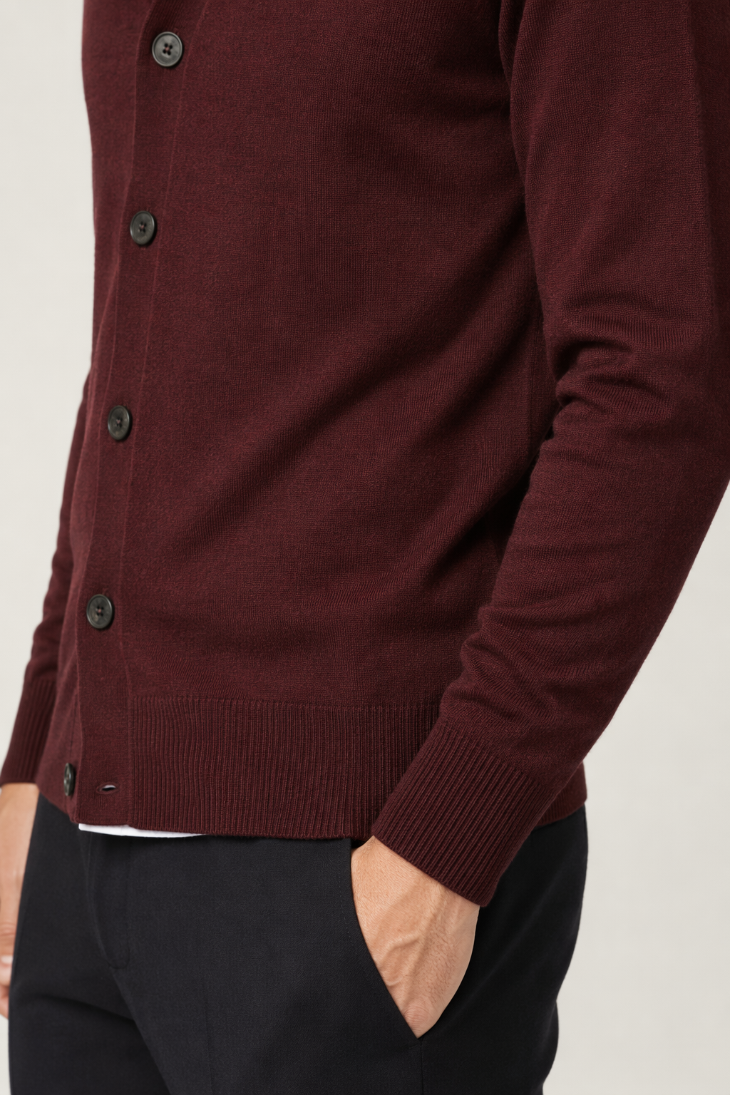 Everyday Men's Knitted Button-Up Cardigan Wine