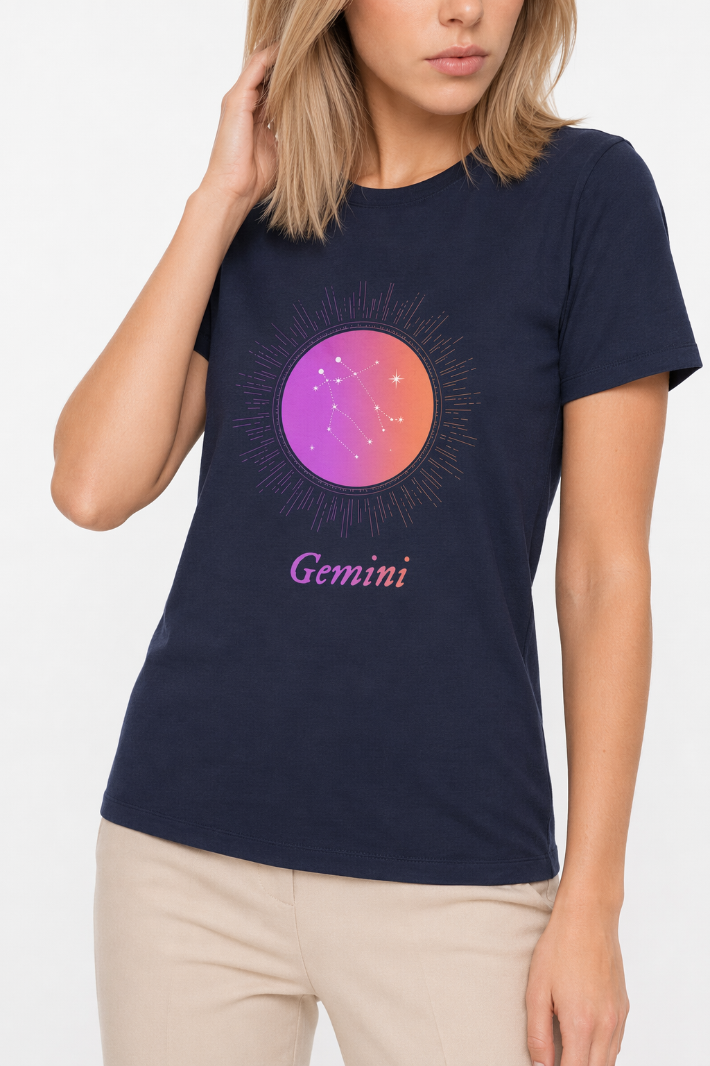 Gradient Zodiac T-Shirt for Women Navy