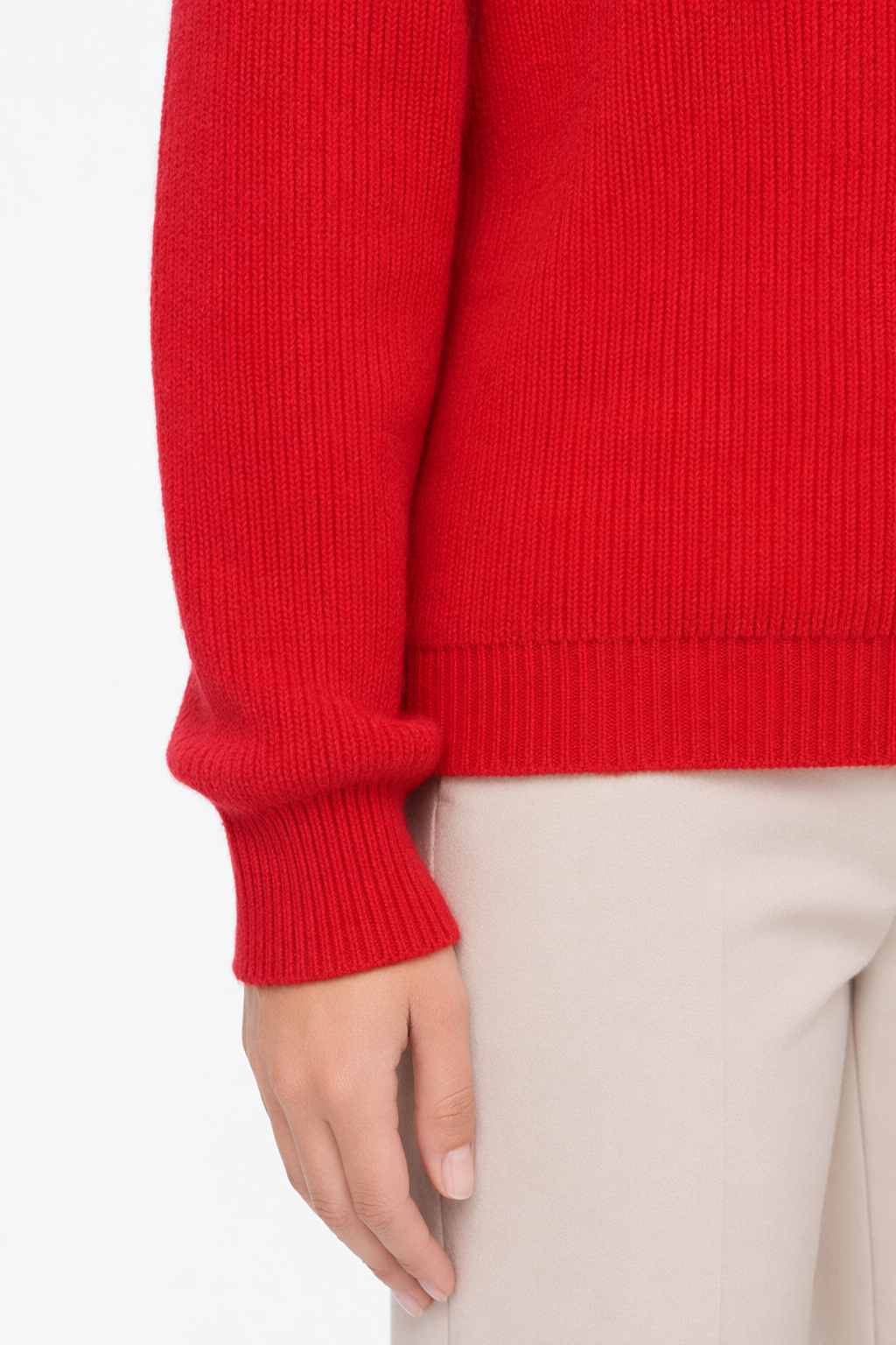 Cut V-Neck Sweater for Women Red