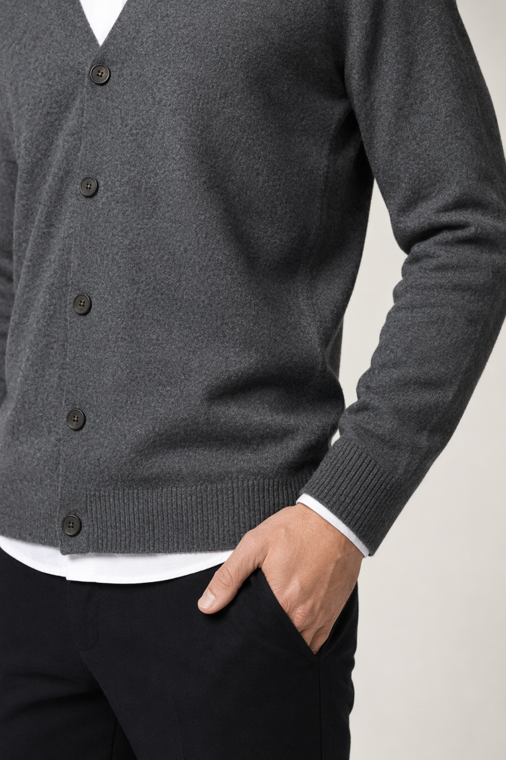 Everyday Men's Knitted Button-Up Cardigan Dark Gray