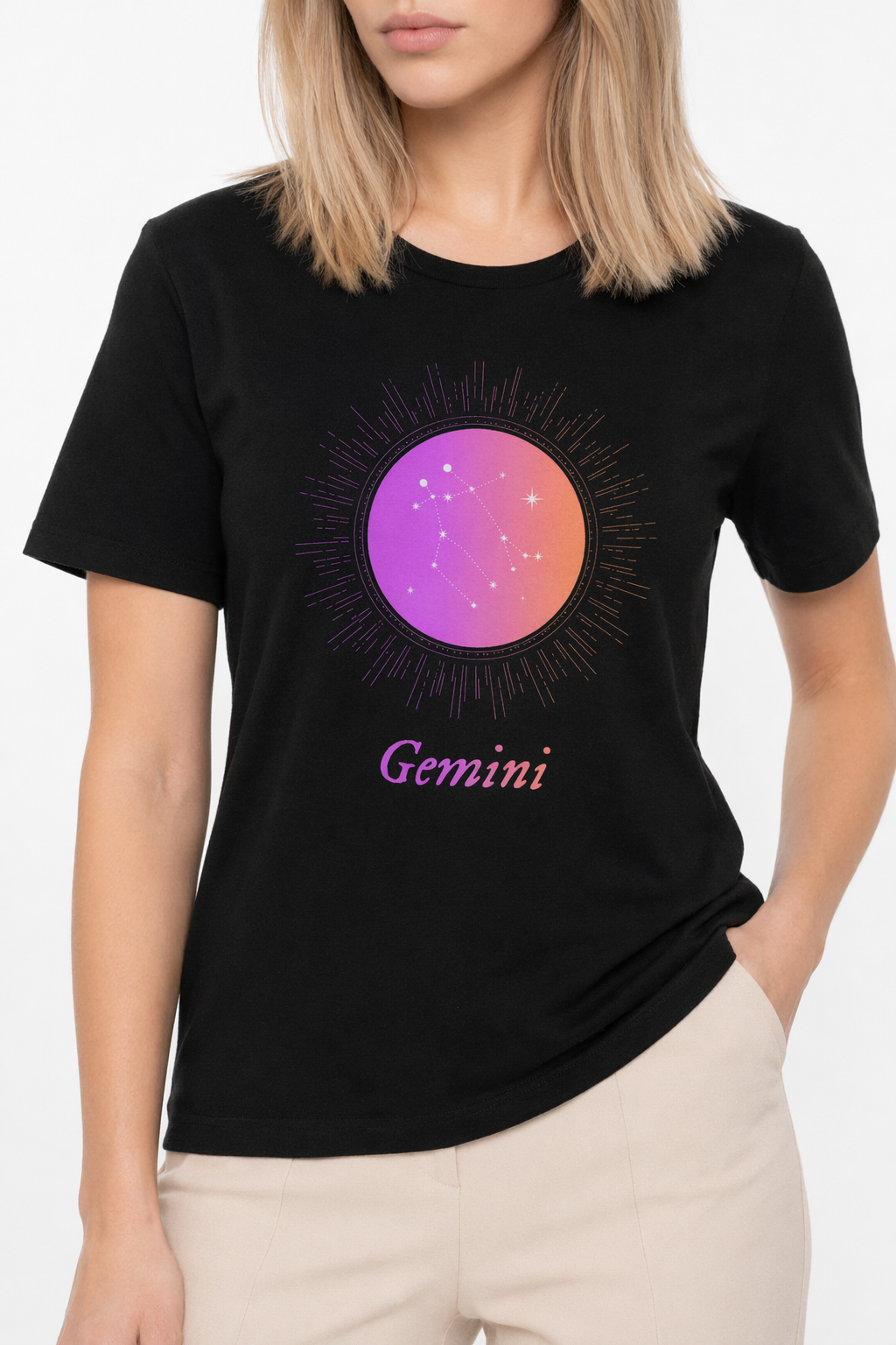 Gradient Zodiac T-Shirt for Women Black