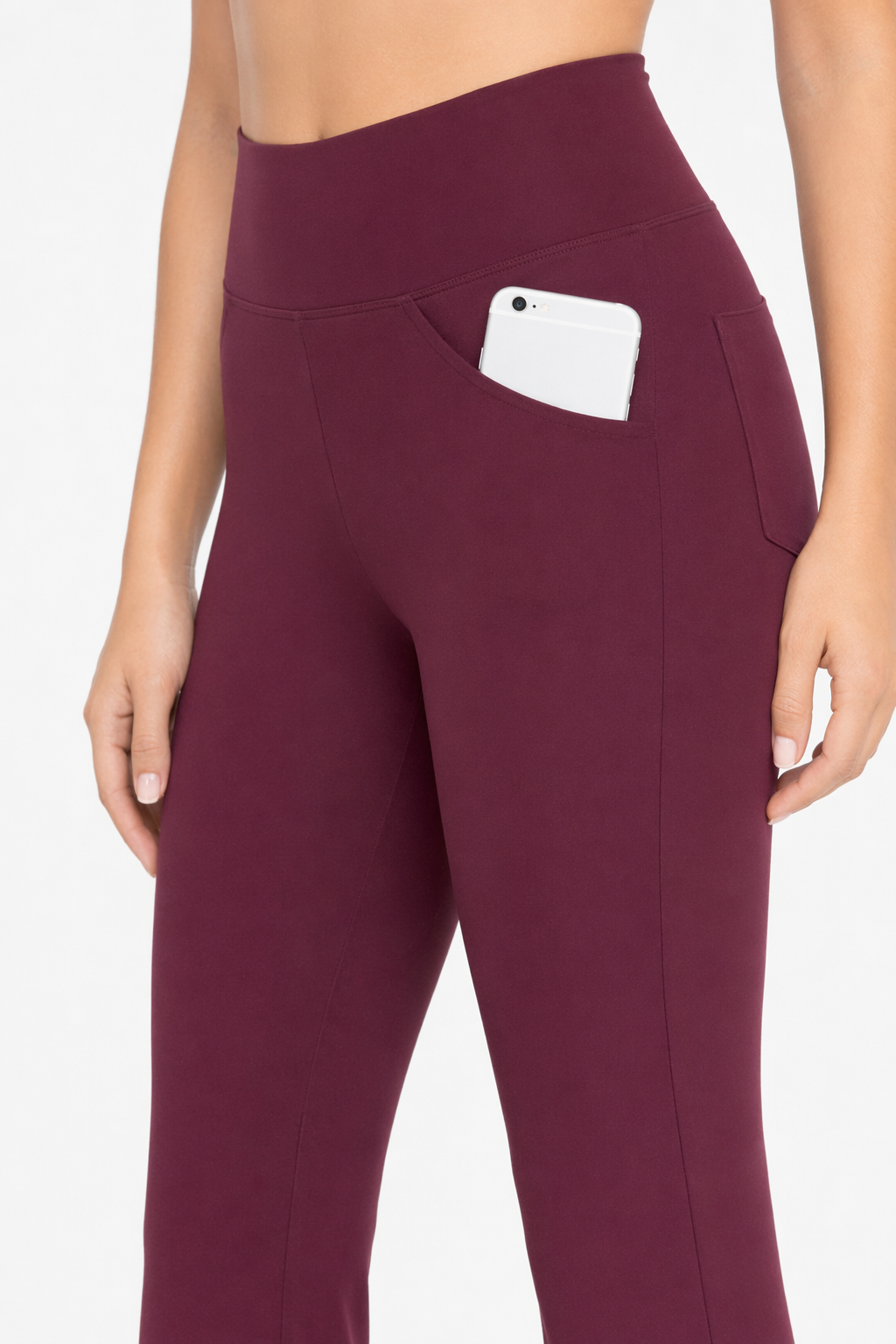 Flattering Straight Flare Yoga Leggings with a High Waist CS-Wine