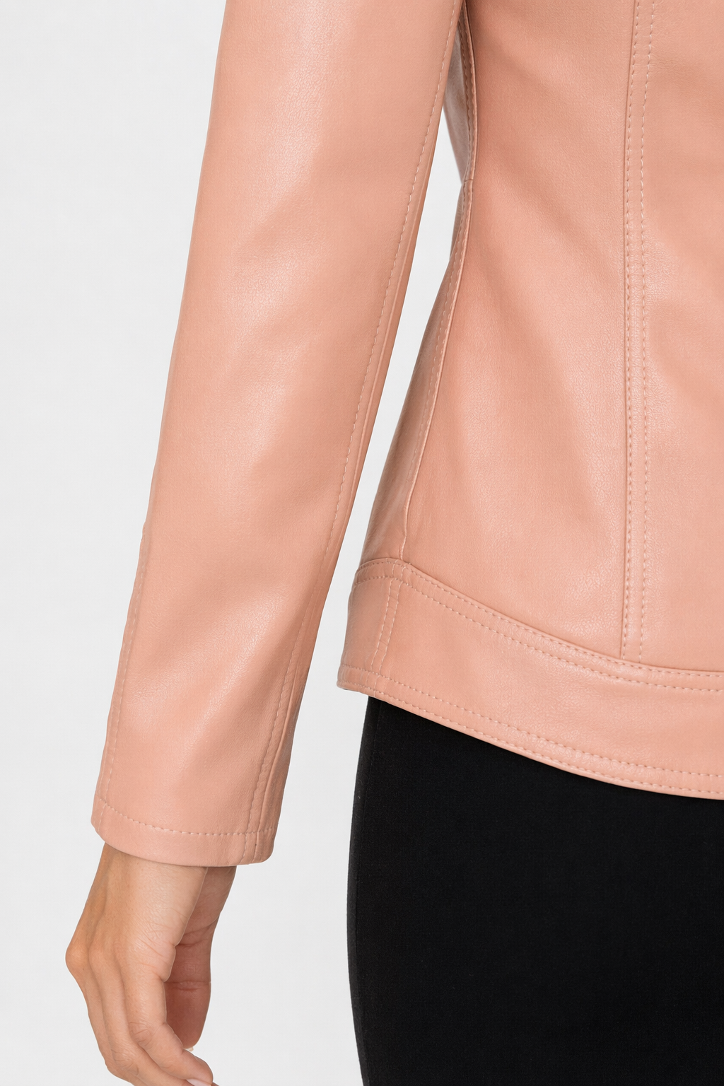 Faux Leather Hooded Jacket with Plush Interior Pink