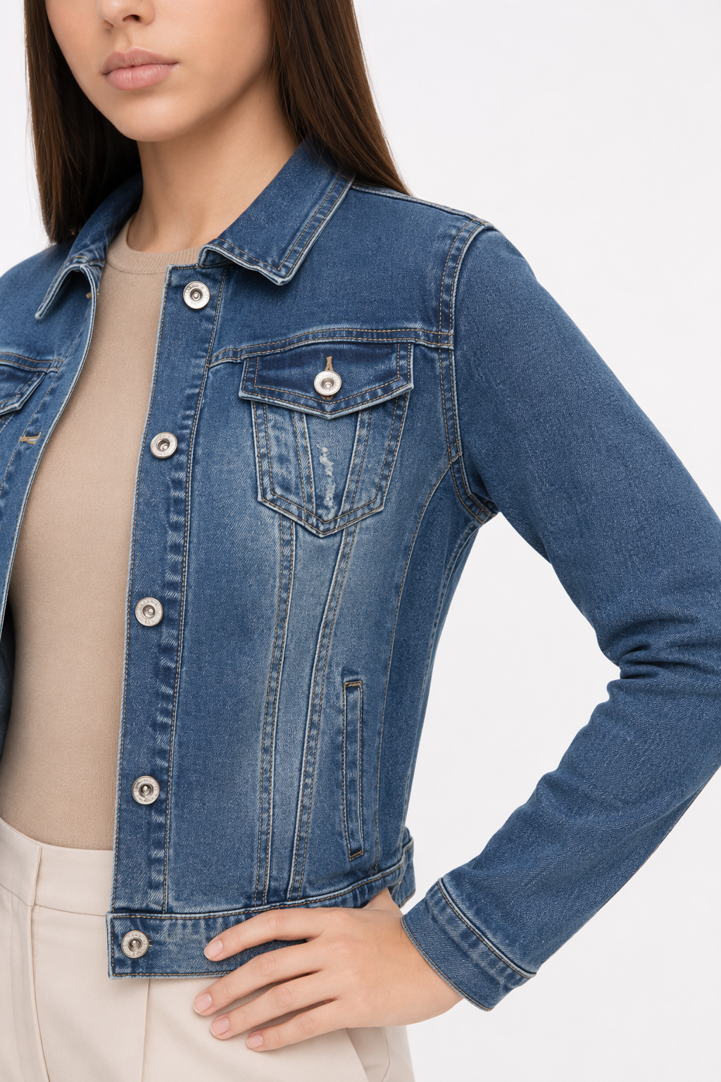 Cropped Denim Jacket for Women Default