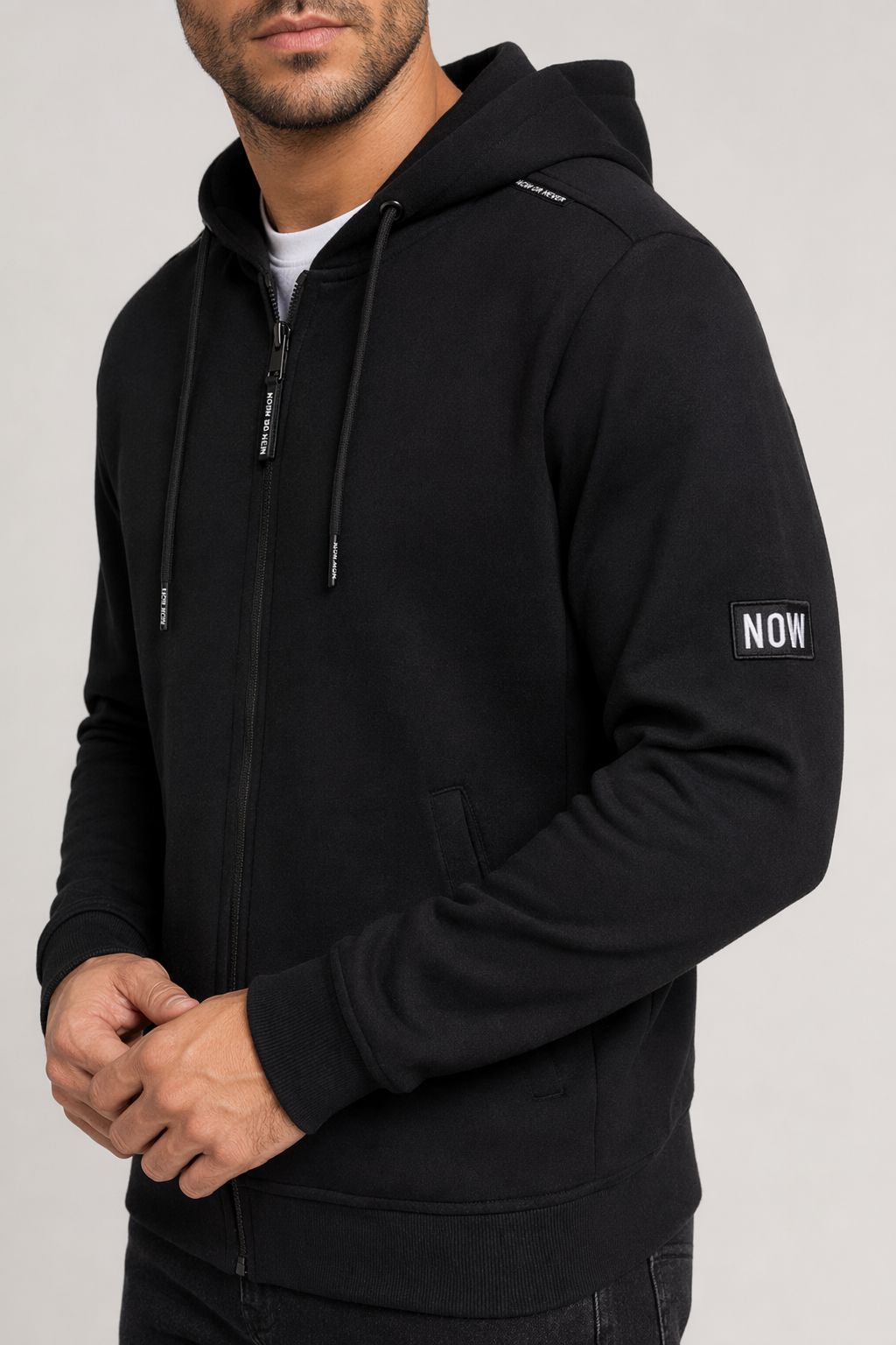 Casual Zip-Up Hoodie for Men Black