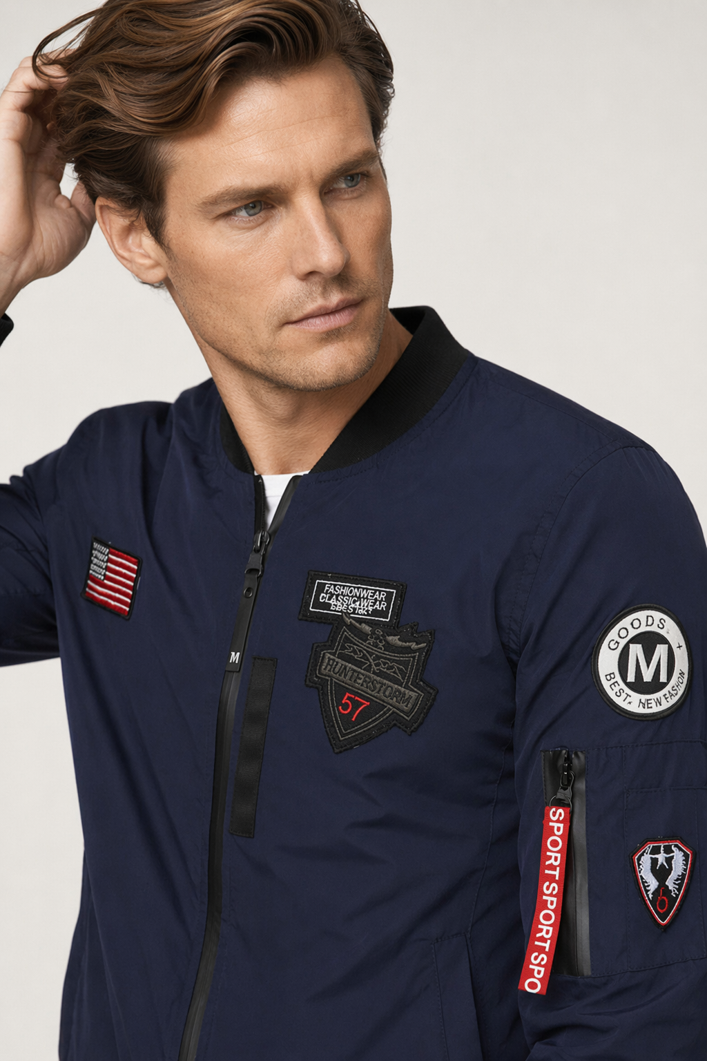 Zip-Tag Men's Bomber Jacket Navy