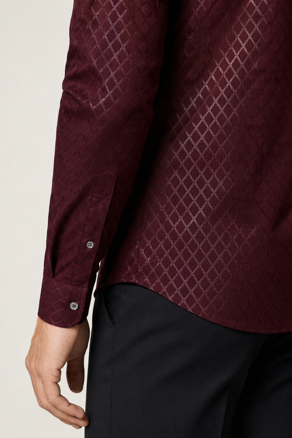 Patterned Button Front Slim Fit Men's Shirt Red