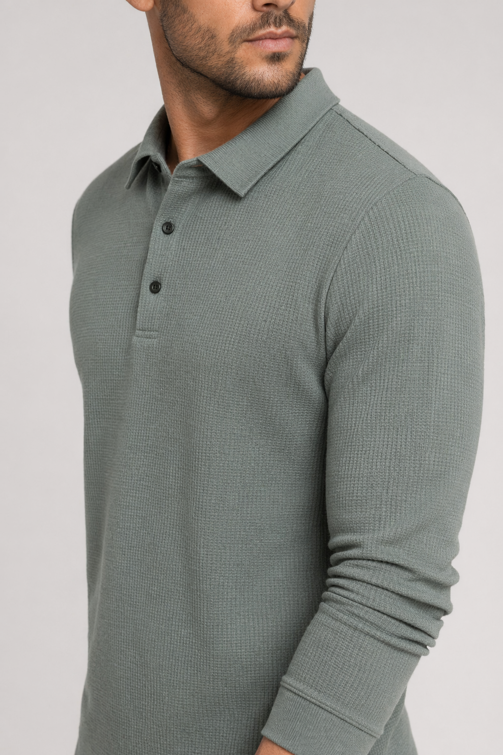 Long-Sleeved Polo Shirt for Men: A Timeless Classic Green