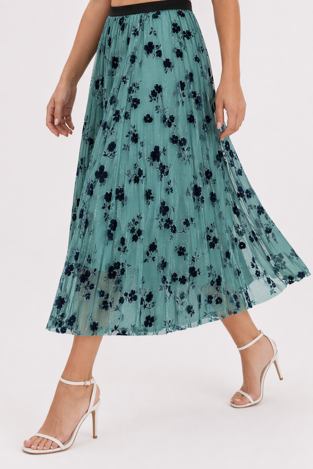 High Waisted Elastic Women's A-Line Skirt Blue