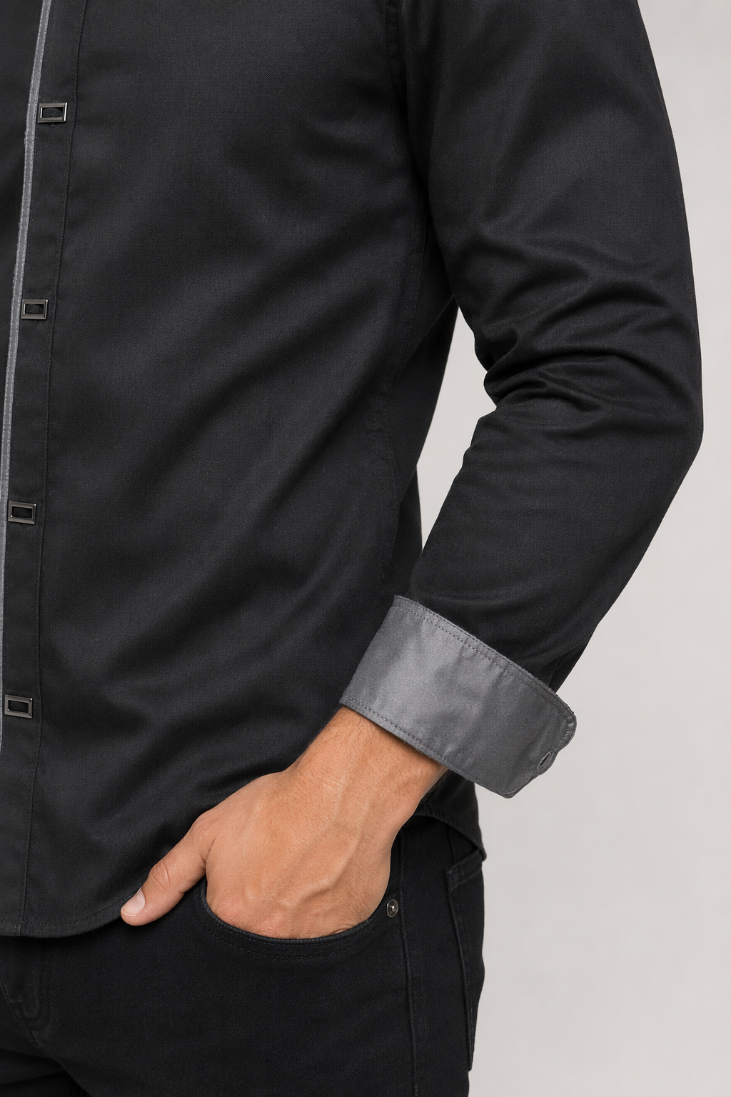 Standard Men's Shirt with Snap Buttons Gray