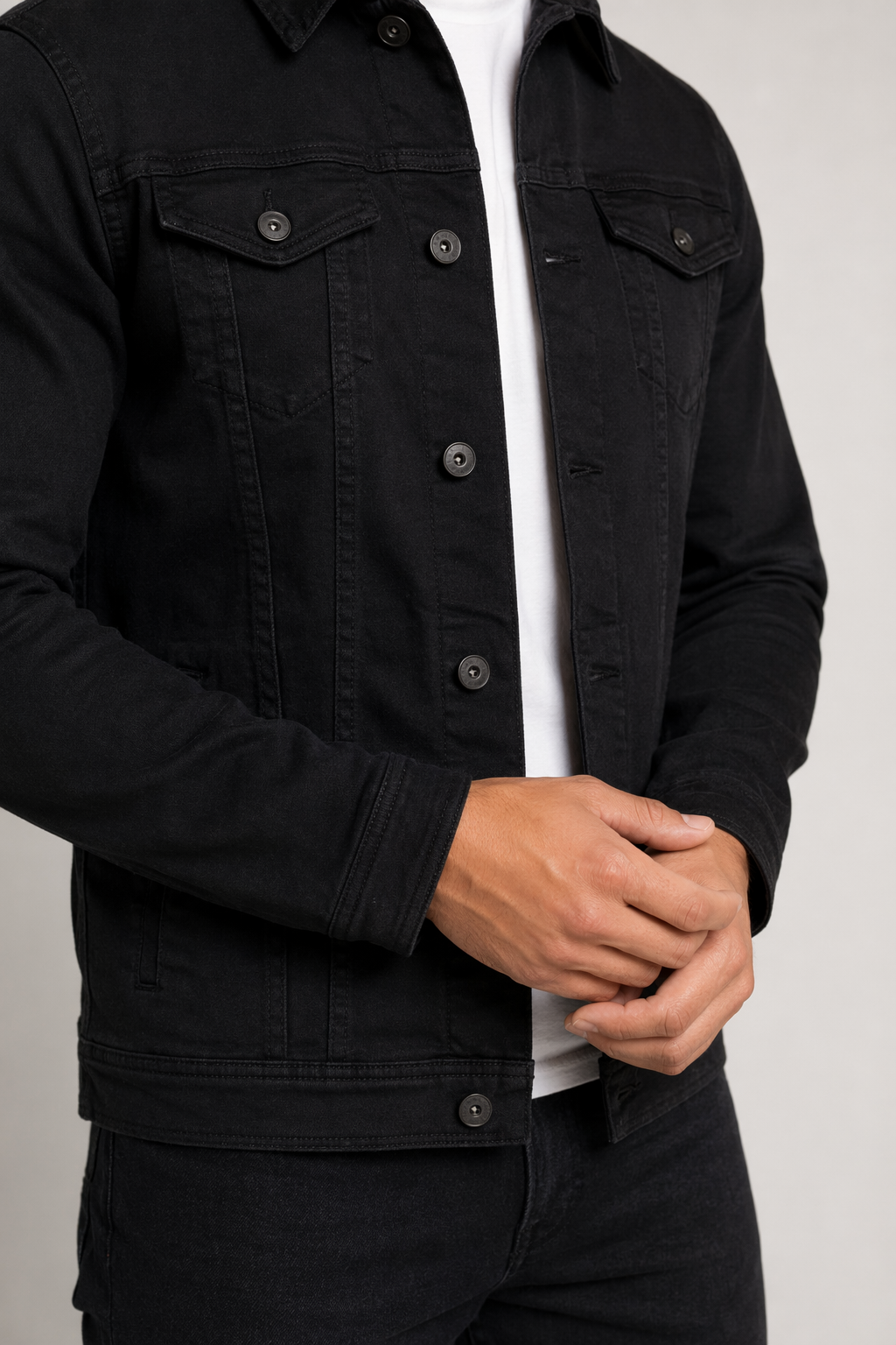Casual Men's Jacket with Dual Pockets Black