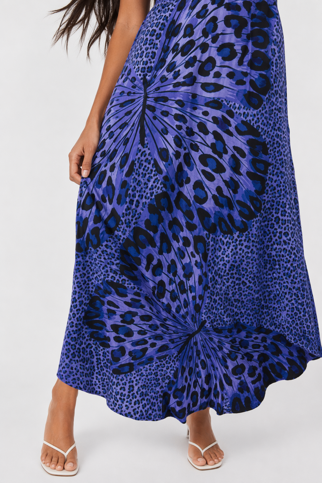 Sleeveless Dress with Leopard Print for Women Blue