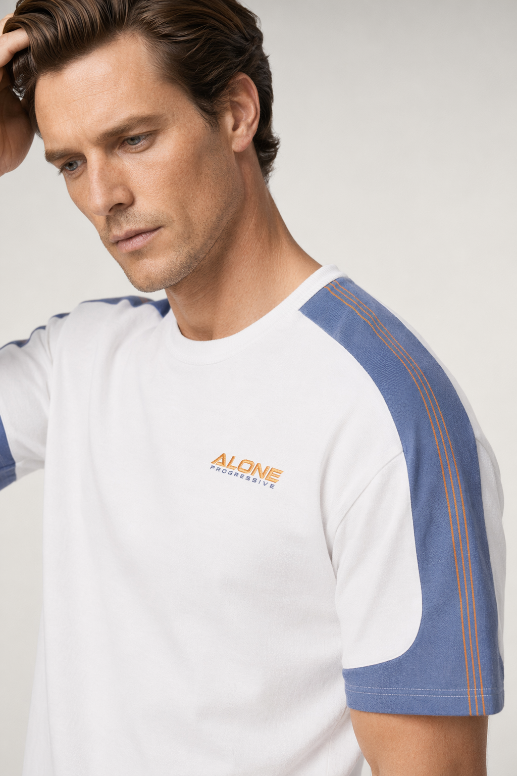 Men's Striped Drop Shoulder Tee White