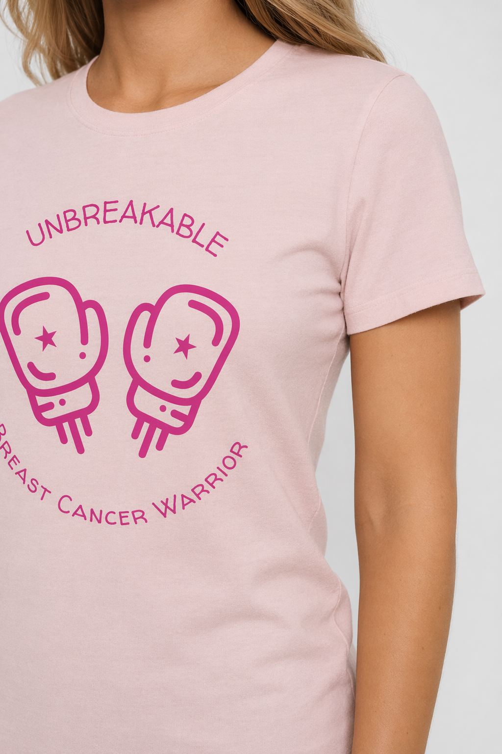 Durable Pink Ribbon Awareness Tee Shirt Soft Pink