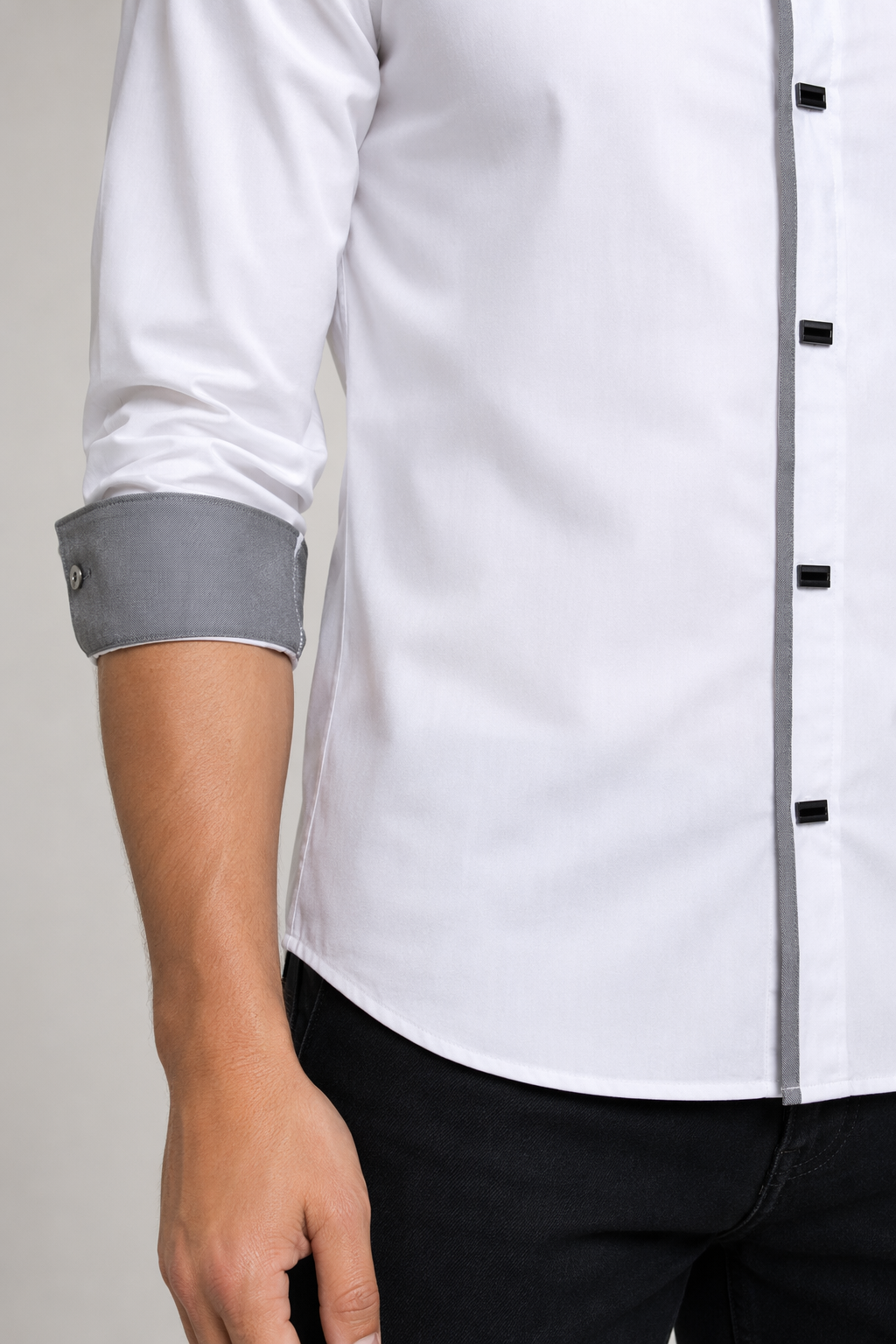 Standard Men's Shirt with Snap Buttons White