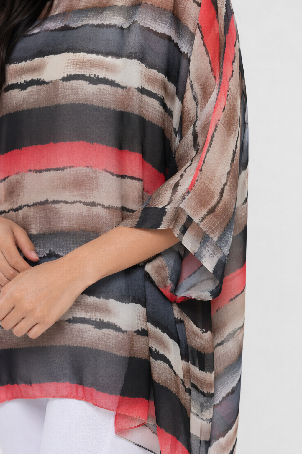 Colorful Striped Chiffon Tunic for Women Default