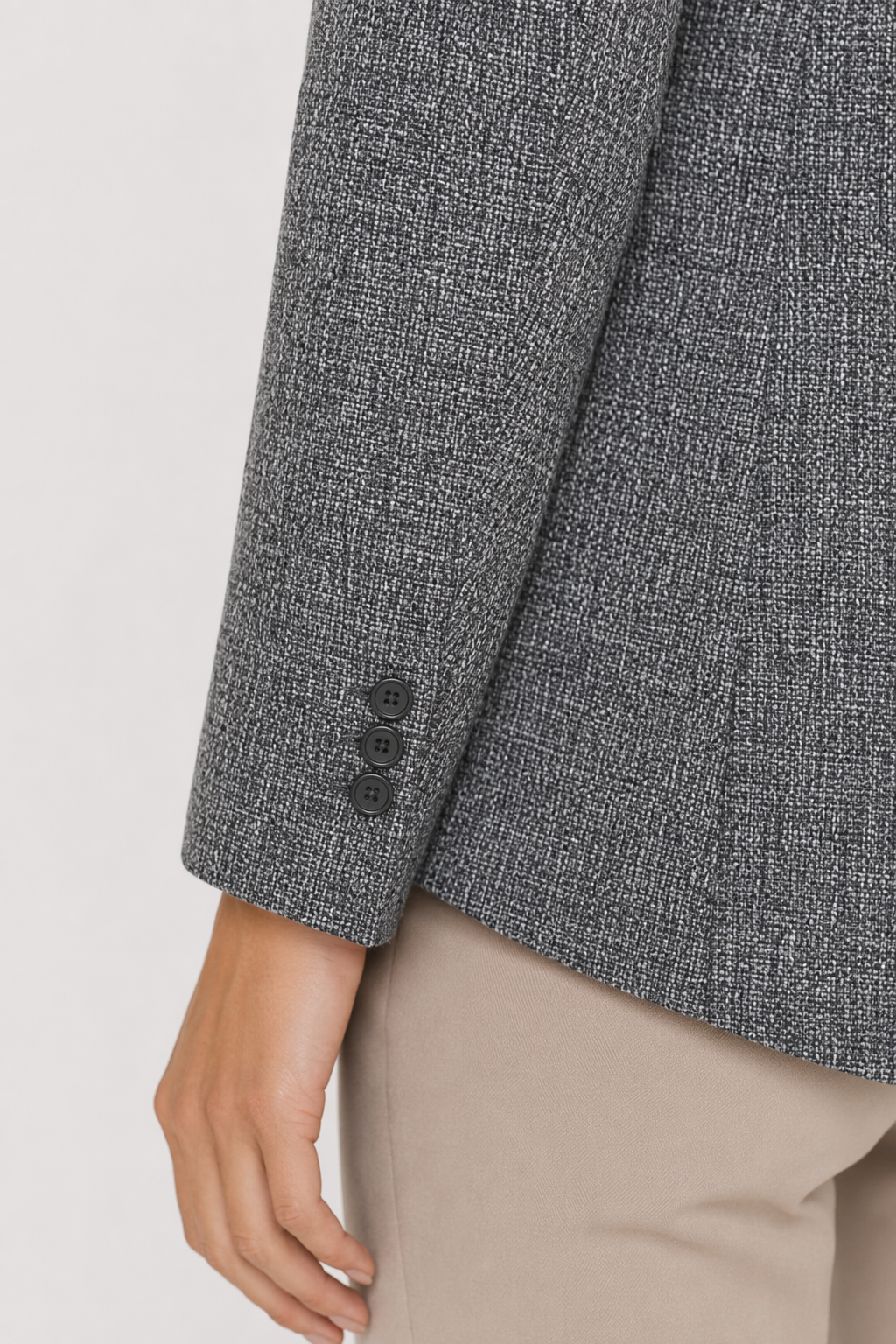 Three-Button Women's Blazer for a Sophisticated Business Casual Look Gray