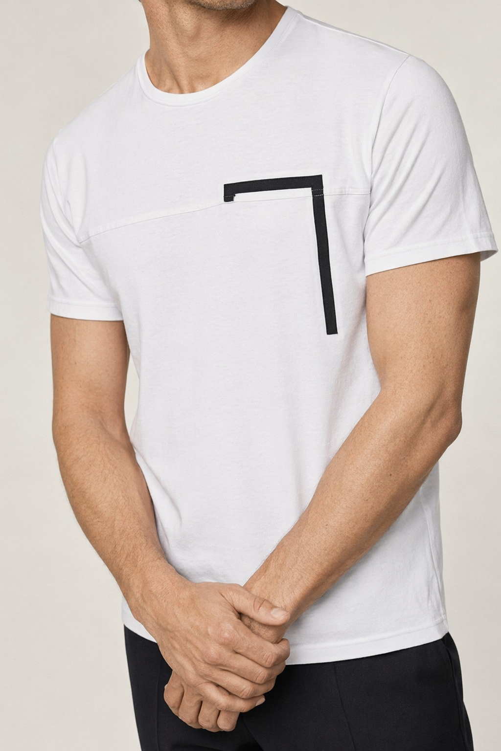 Rectangular Men's Concealed T-Shirt White