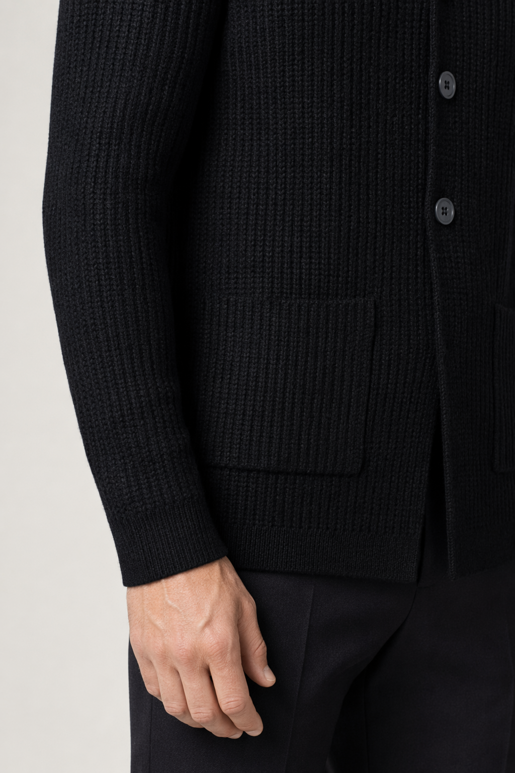 Faux Button Design Men's Casual Open Cardigan Black