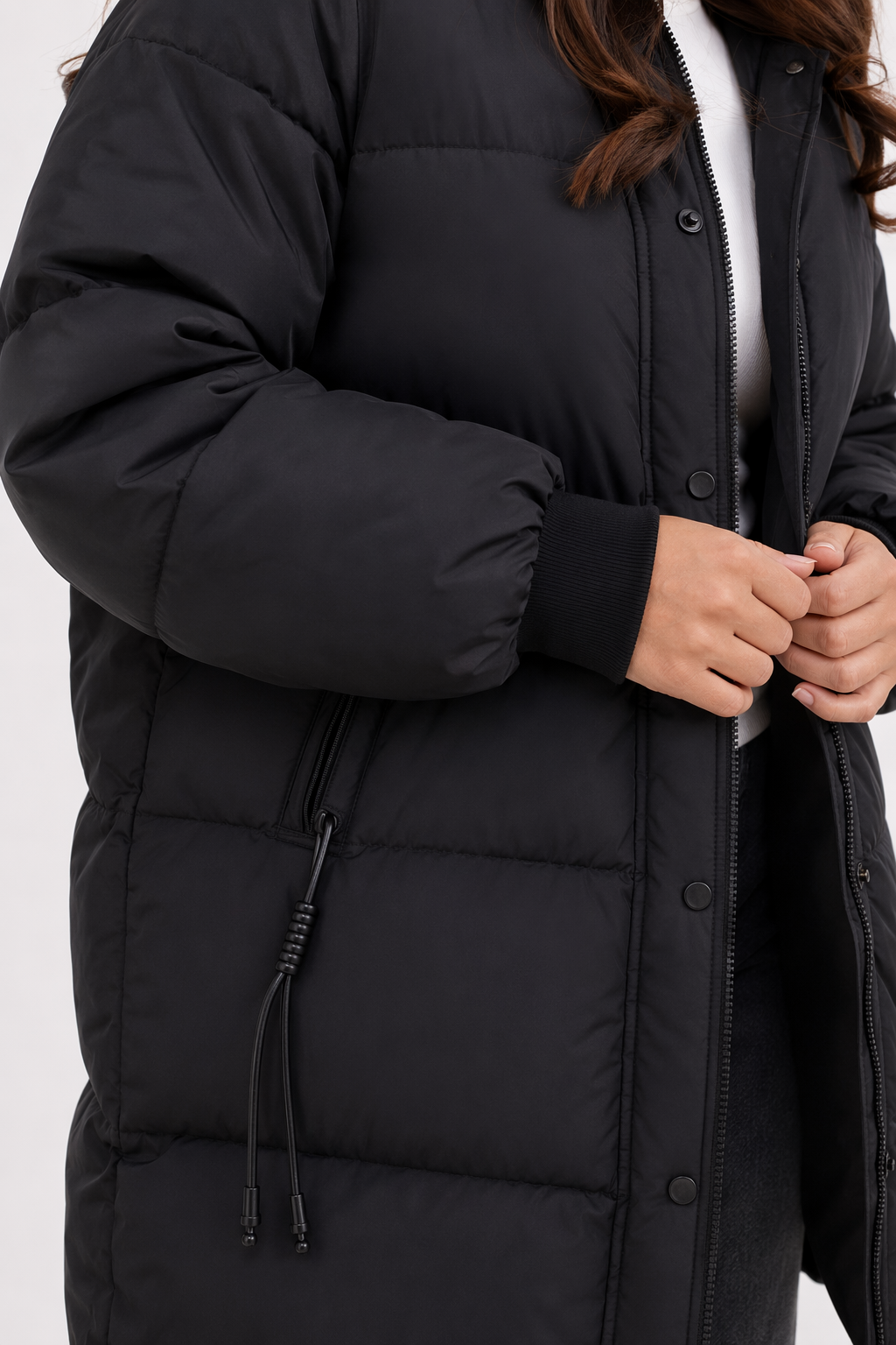 Oversize Faux Fur Hooded Jacket for Women Black