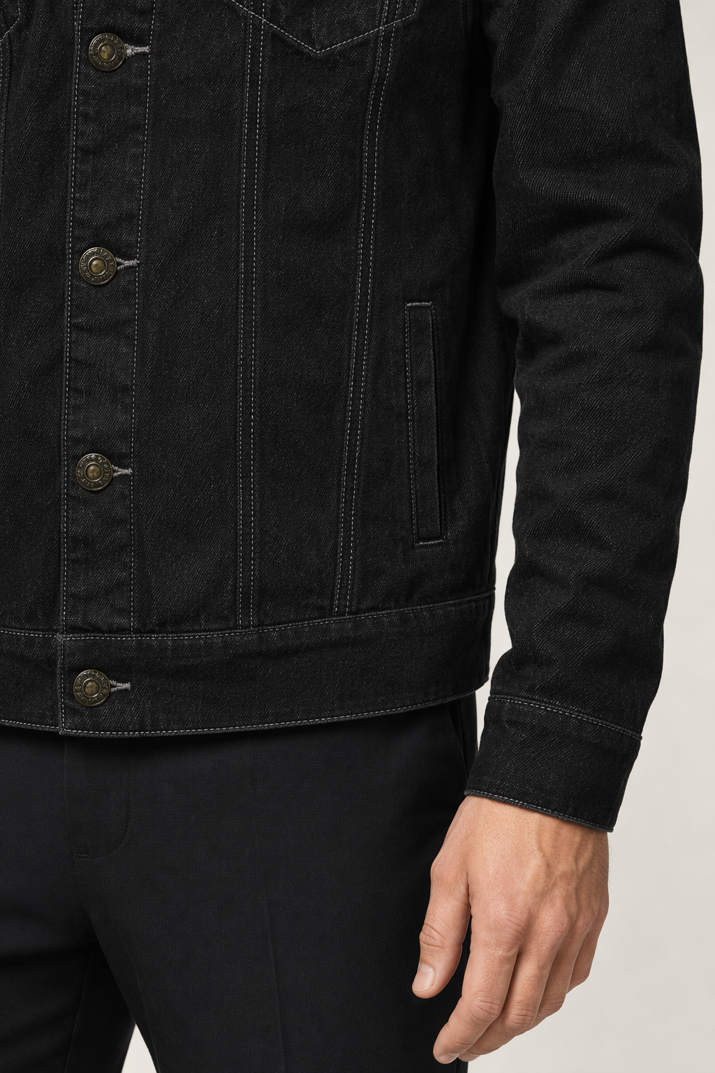 Denim Streetwear Jacket for Men Black