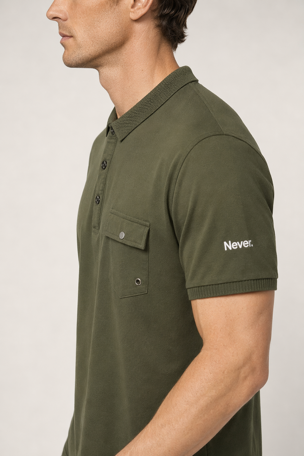 Pocketed Men's Short Sleeve Polo Army Green