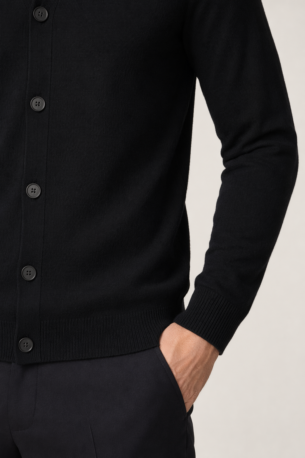 Everyday Men's Knitted Button-Up Cardigan Black
