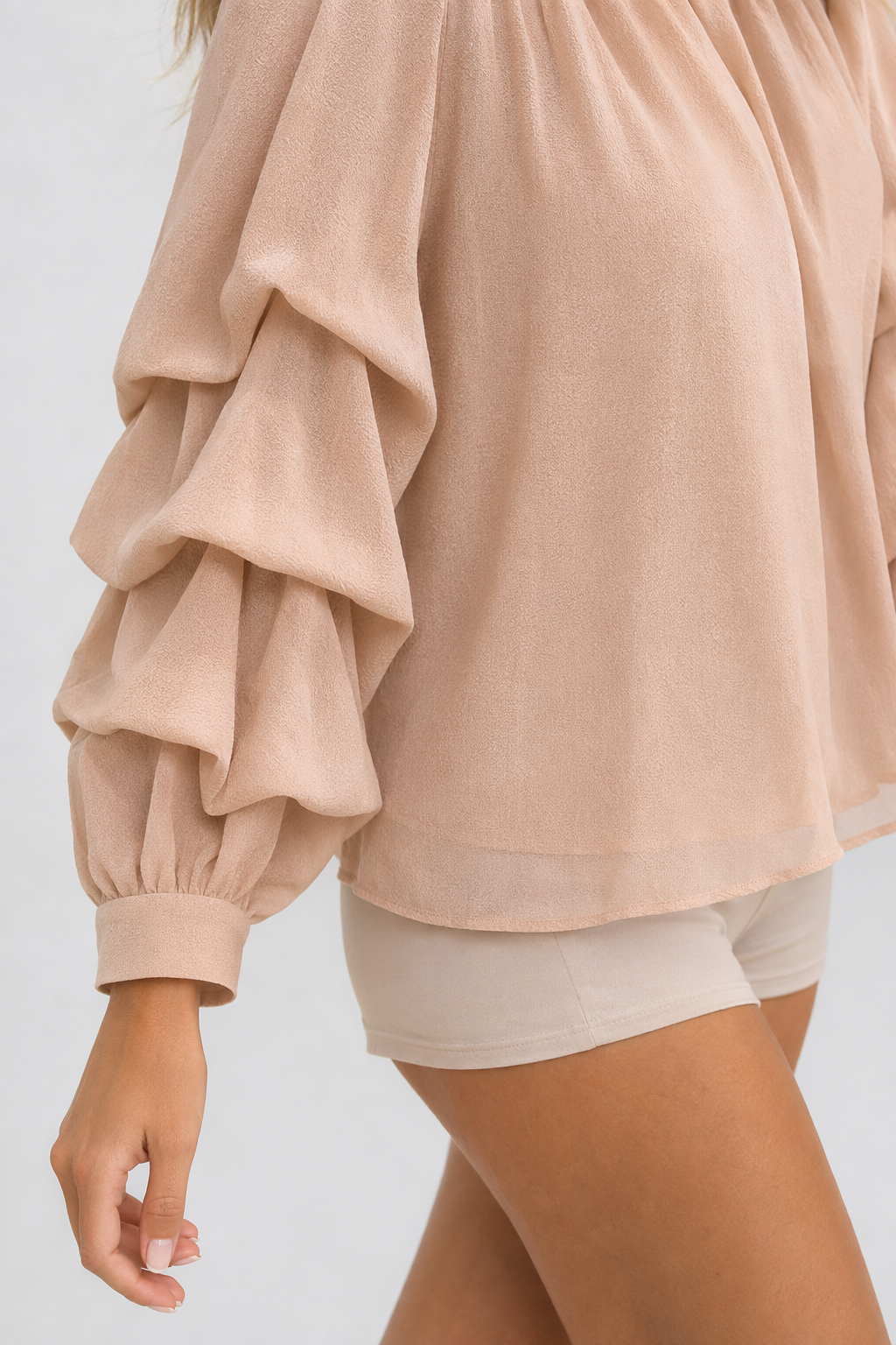 Ruffle Sleeve Chiffon Top Pink