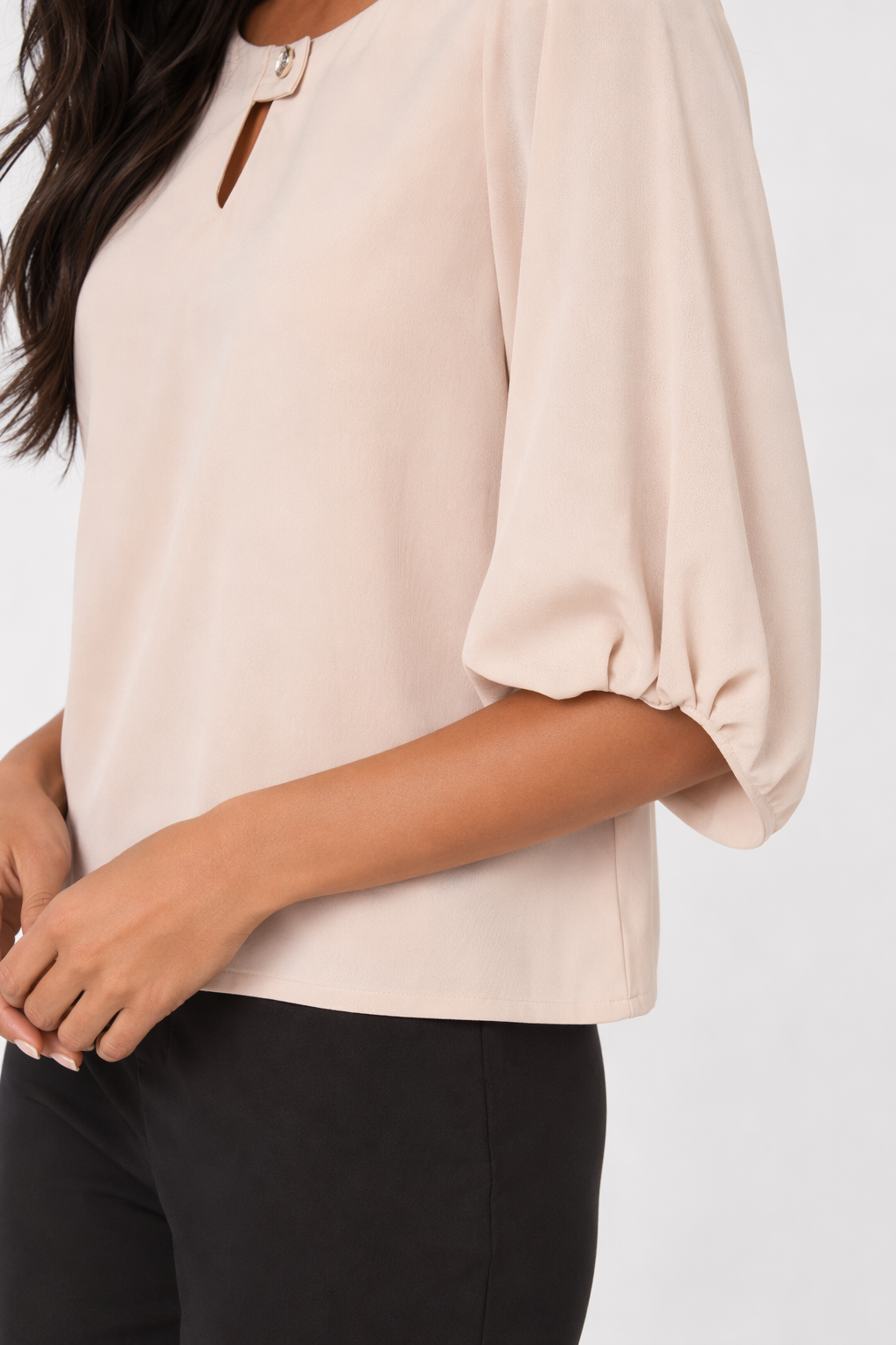 Wide Sleeve Business Casual Blouse for Women Pink