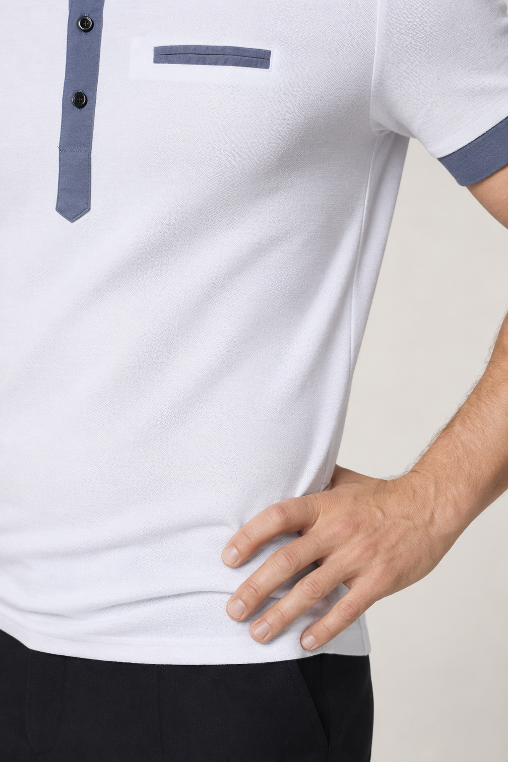 2-colored Dress Polo Shirt White