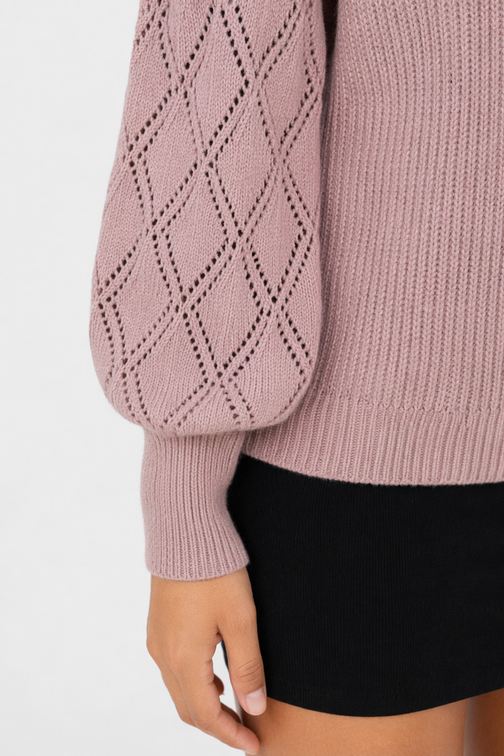 Women's Open Knit Button-Up Sweater Pink