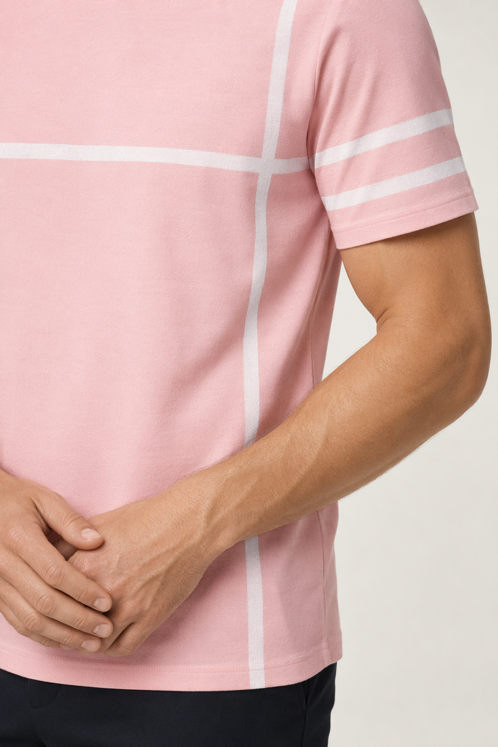 Printed Lines Men's T-Shirt Pink