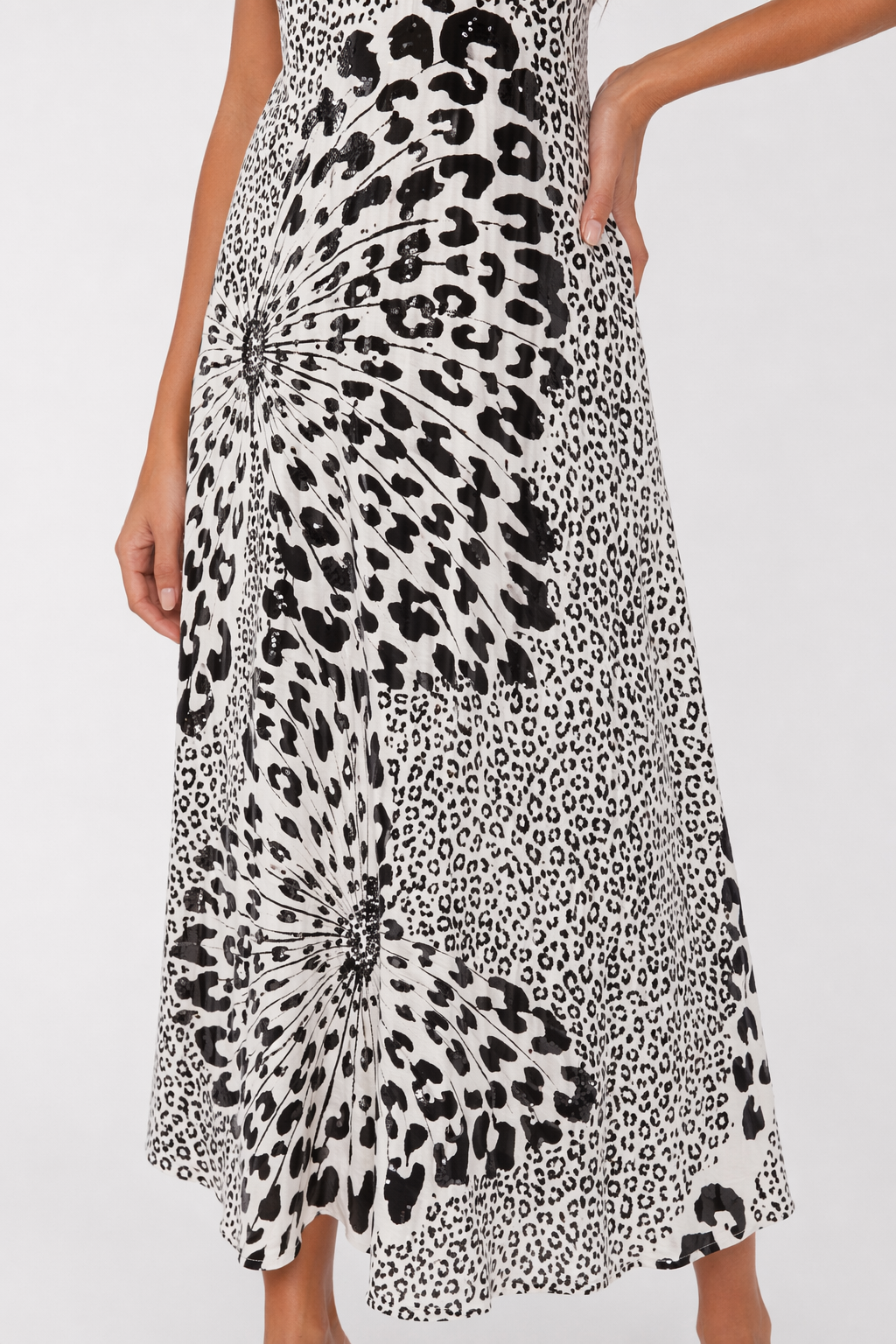 Sleeveless Dress with Leopard Print for Women White