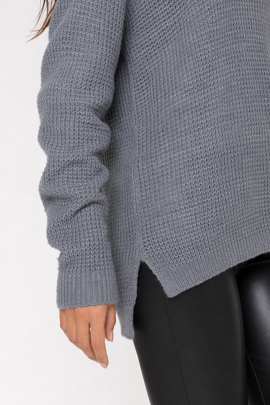 Gray Round Neck Women's Sweater with a Comfortable Fit Default