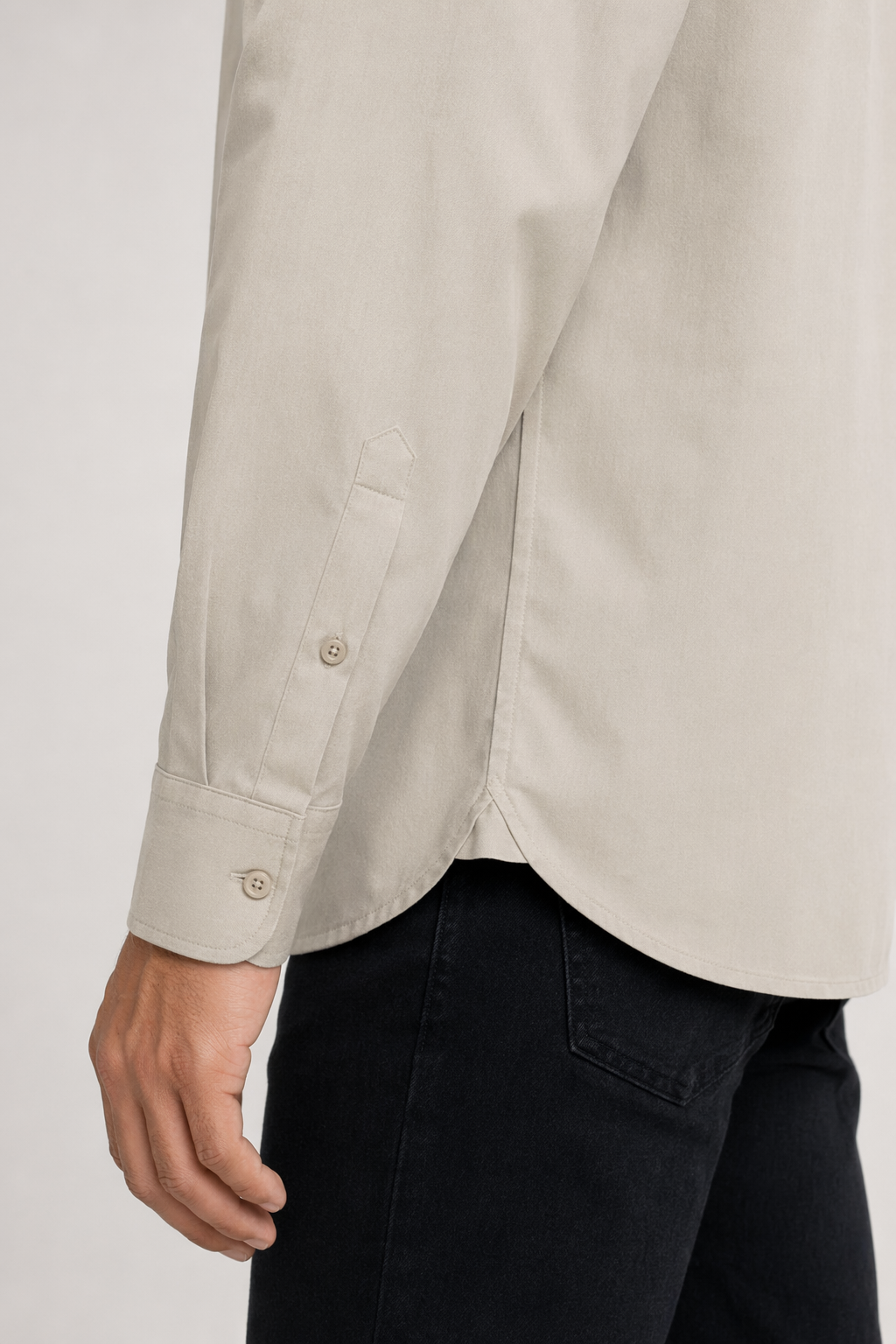 Casual Men's Shirt with Red Stitching Beige