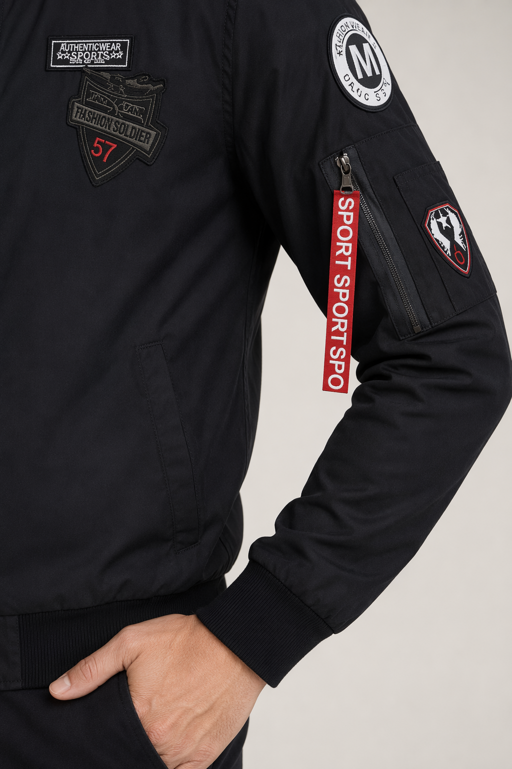 Zip-Tag Men's Bomber Jacket Black