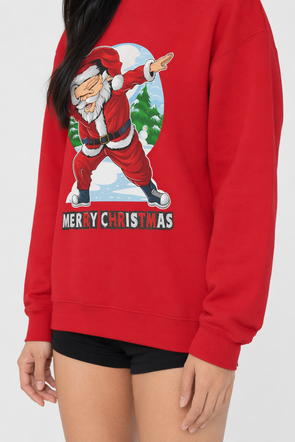 Santa Dabbing Women's Crewneck Sweatshirt Red