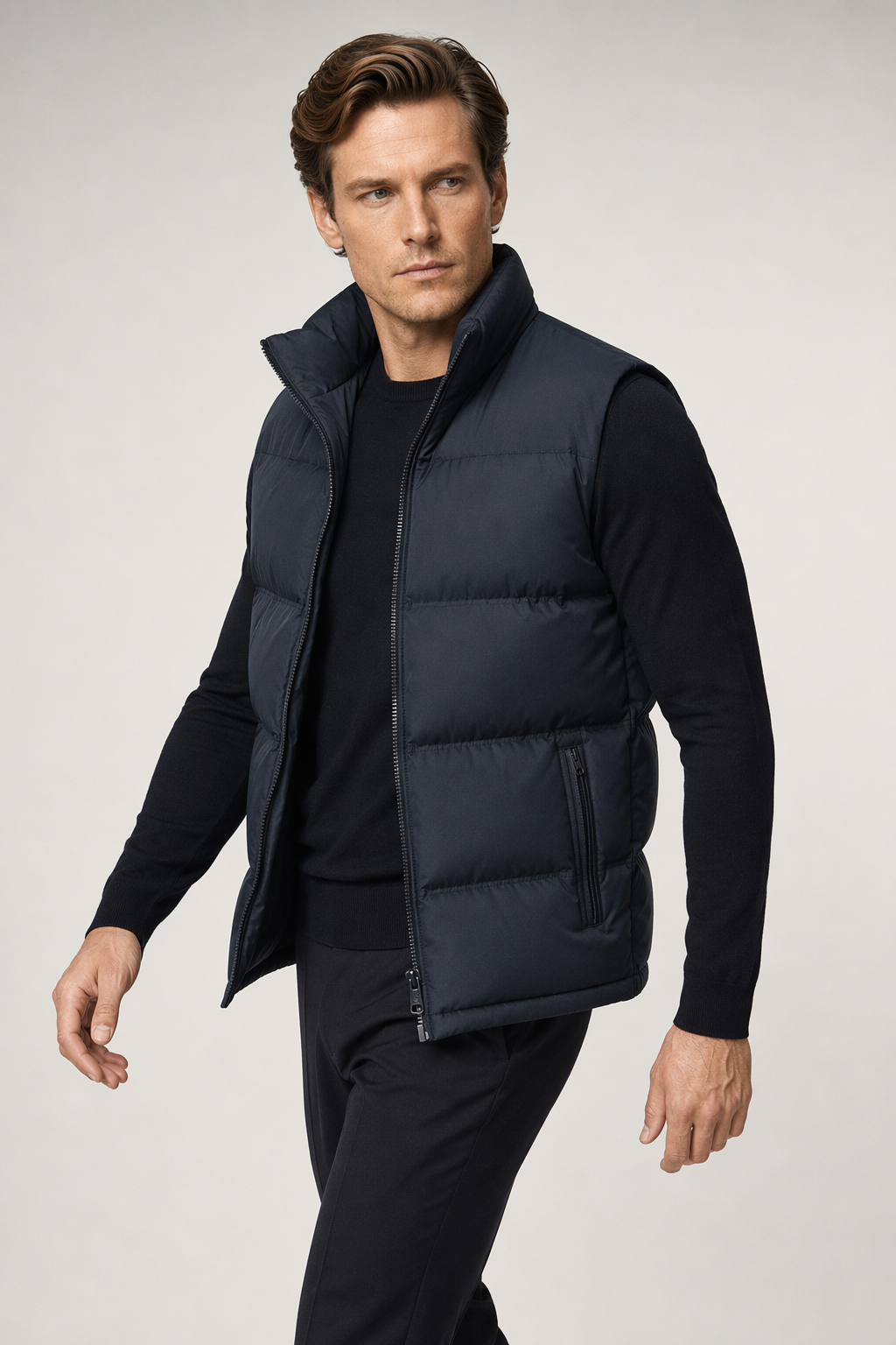 Navy Men's Winter Puffer Vest with Zip Closure Default