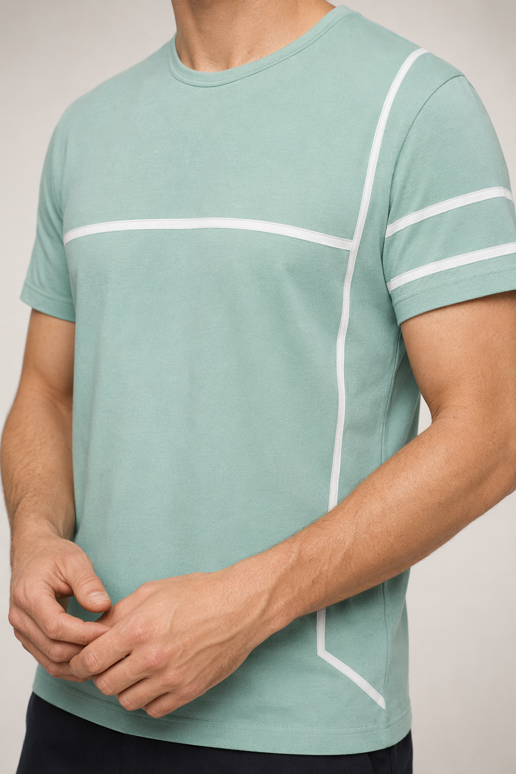 Printed Lines Men's T-Shirt Green
