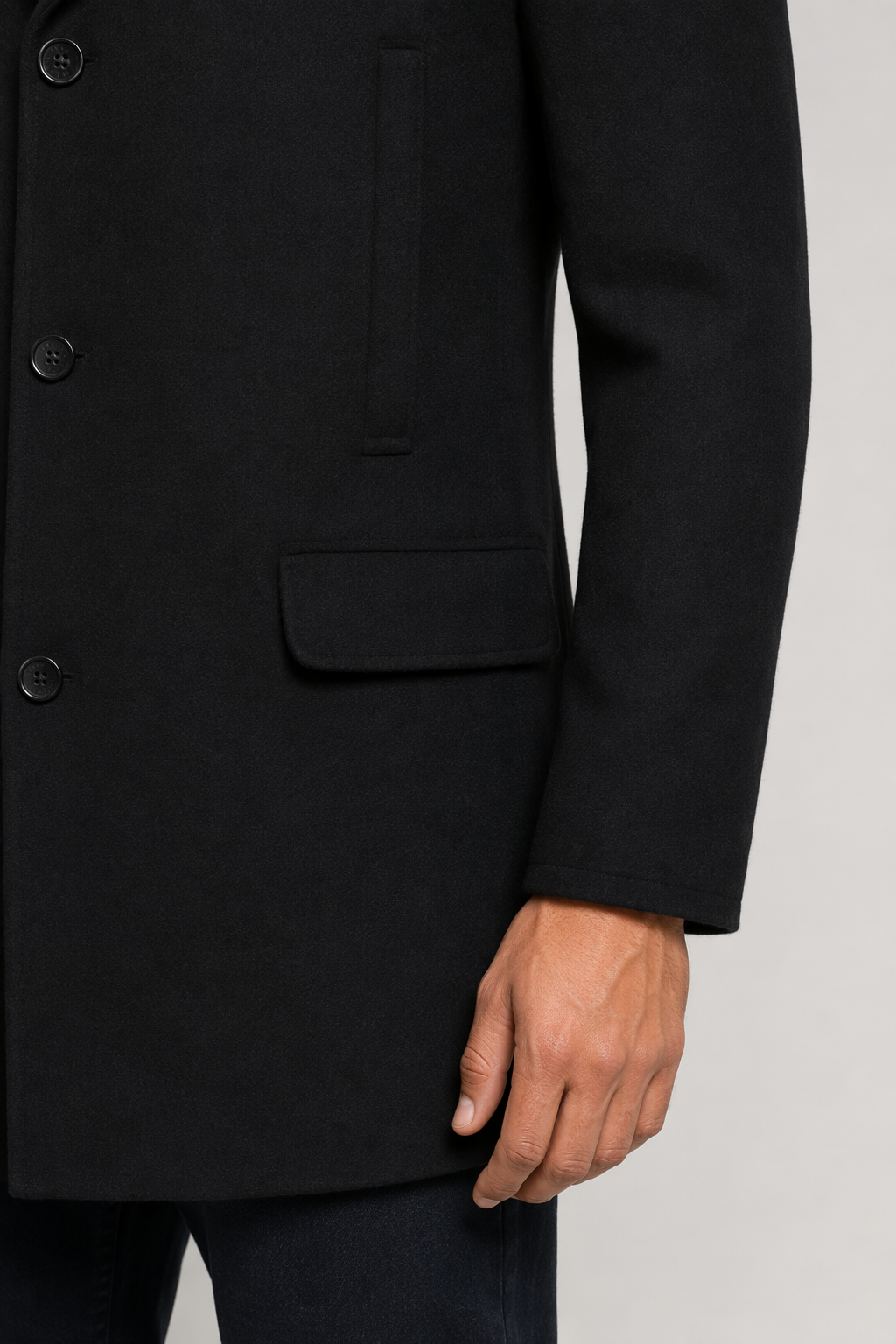 Mid Length Wool Blend Coat for Men Default