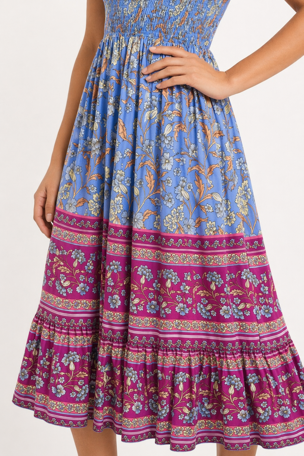 Floral Summer Dress for Women - One-Piece Design Blue