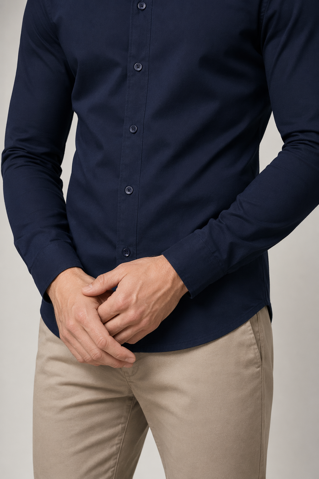 Slim Fit Button-Up Shirt for Men - Stylish and Modern Design Navy