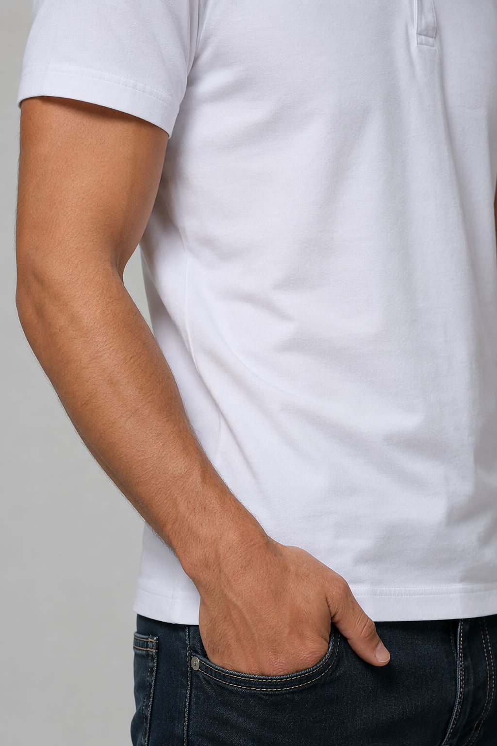 Plaid-Trimmed Polo Shirt for Men White
